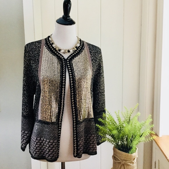 black and gold sequin cardigan